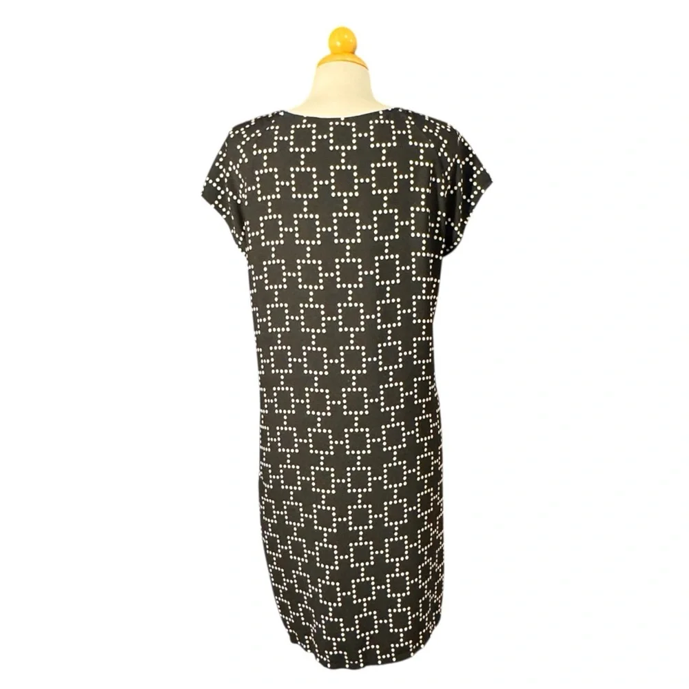 Merona Black and White Dot-Grid Shift Midi Dress - Picture 2 of 8